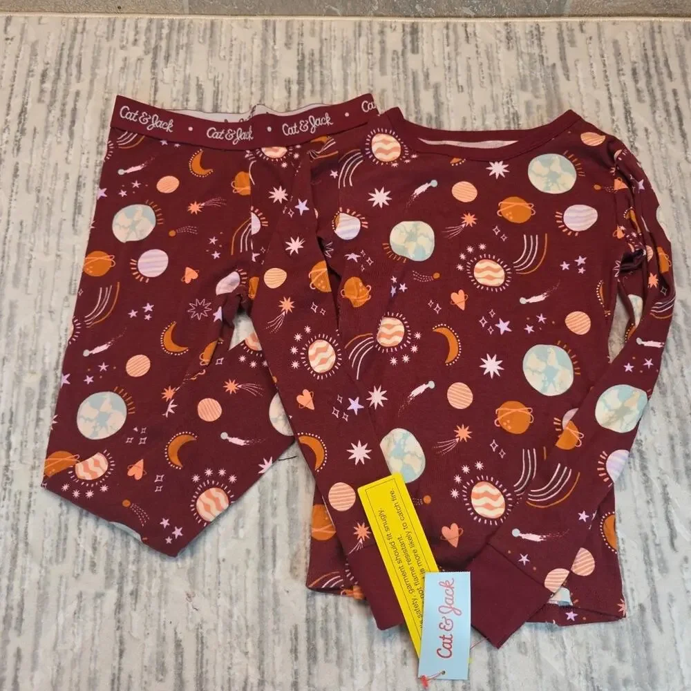 Cat & Jack Pajama Set Space Planets Moon Stars Boys Girls Sz 8 New